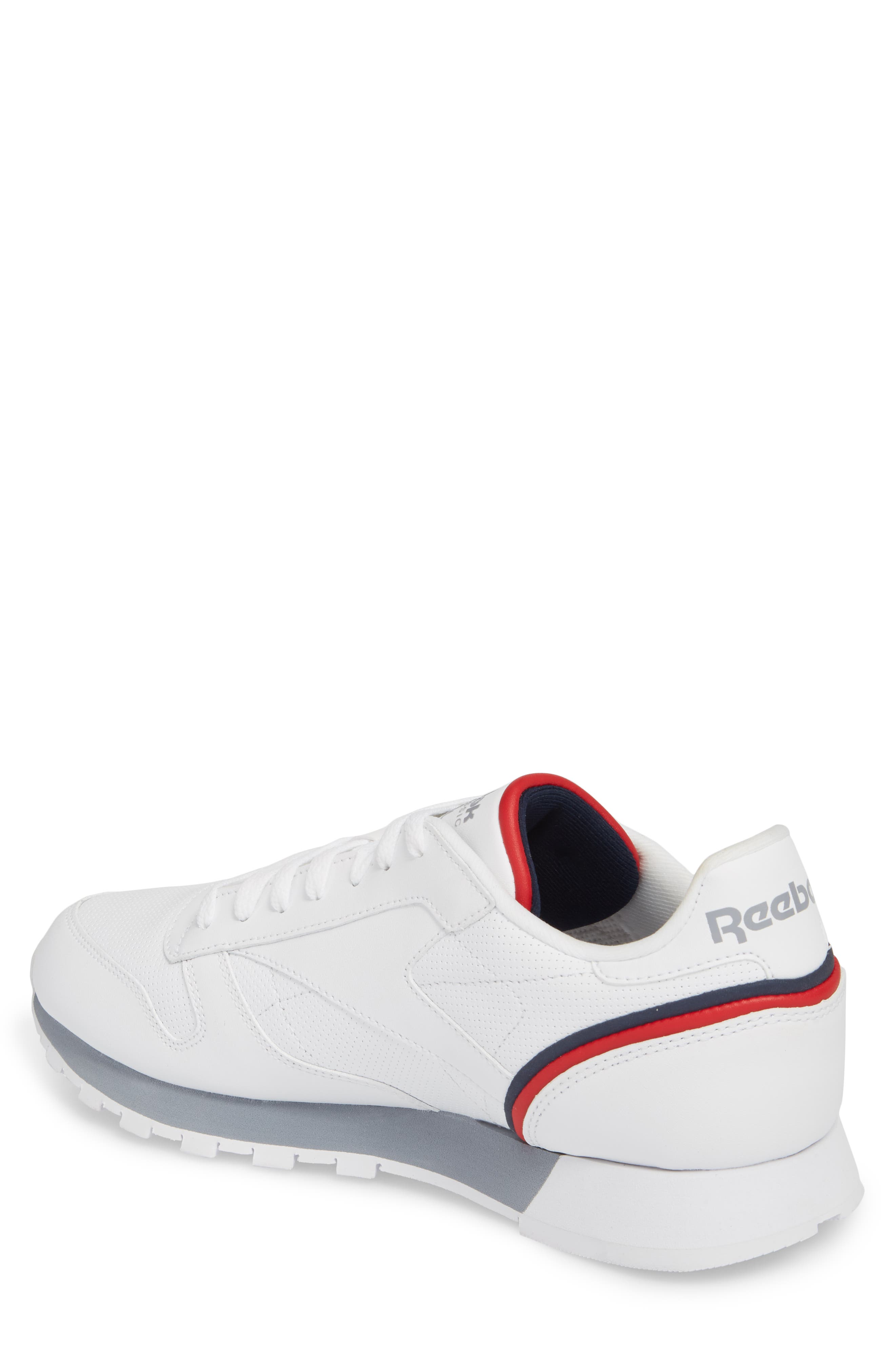 Classic Leather MU Sneaker, Alternate, color, WHITE/NAVY/RED