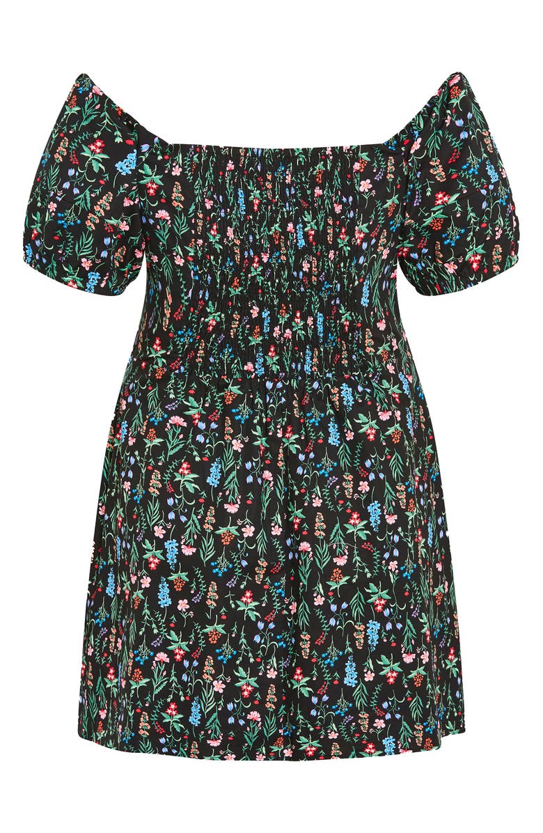 City Chic Martine Floral Off the Shoulder Stretch Cotton Minidress, Alternate, color, 