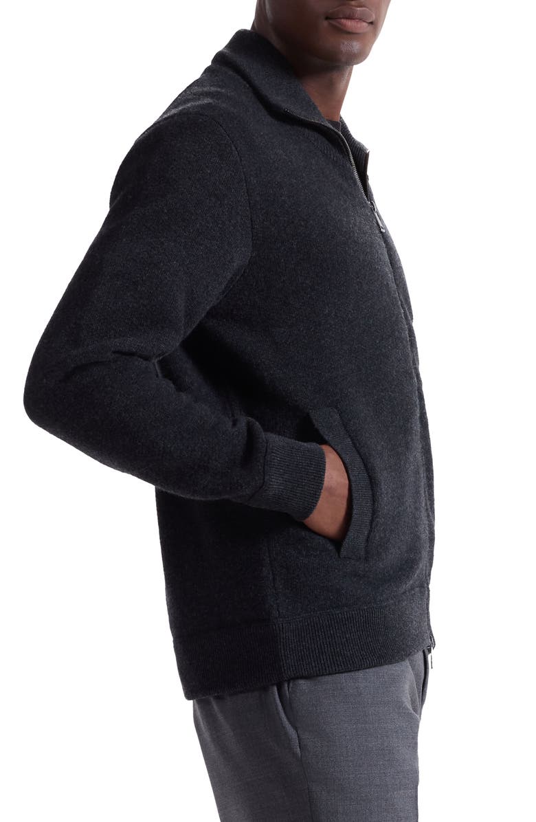 Bugatchi Wool Blend Zip Cardigan, Alternate, color, Anthracite