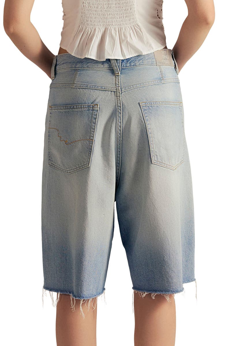 Free People Montana Raw Hem Bermuda Shorts, Alternate, color, Cowgirl Blues