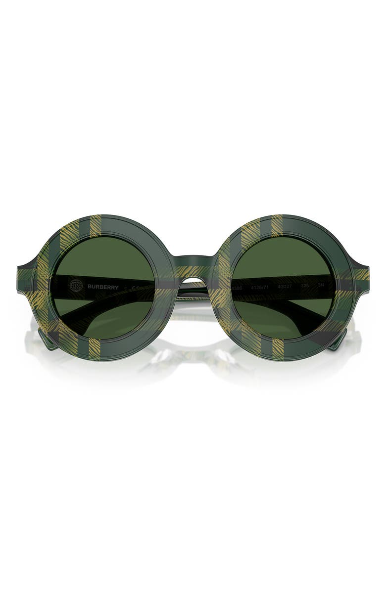 Burberry Kids' 40mm Round Sunglasses, Alternate, color, Green Check / Dark Green