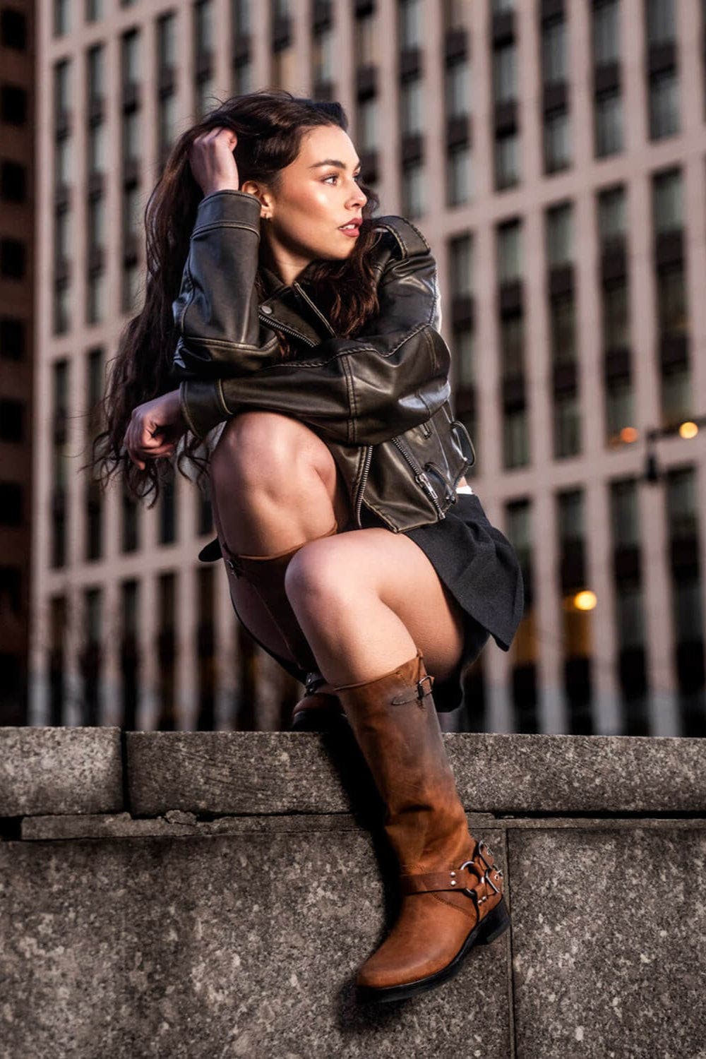 Tall Biker Distressed Boots, Alternate, color, Brown