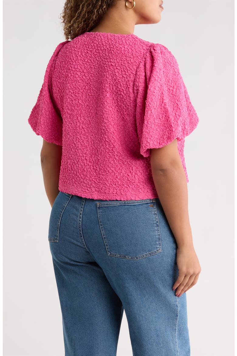 Bubble Sleeve Crop Top, Alternate, color, PINK