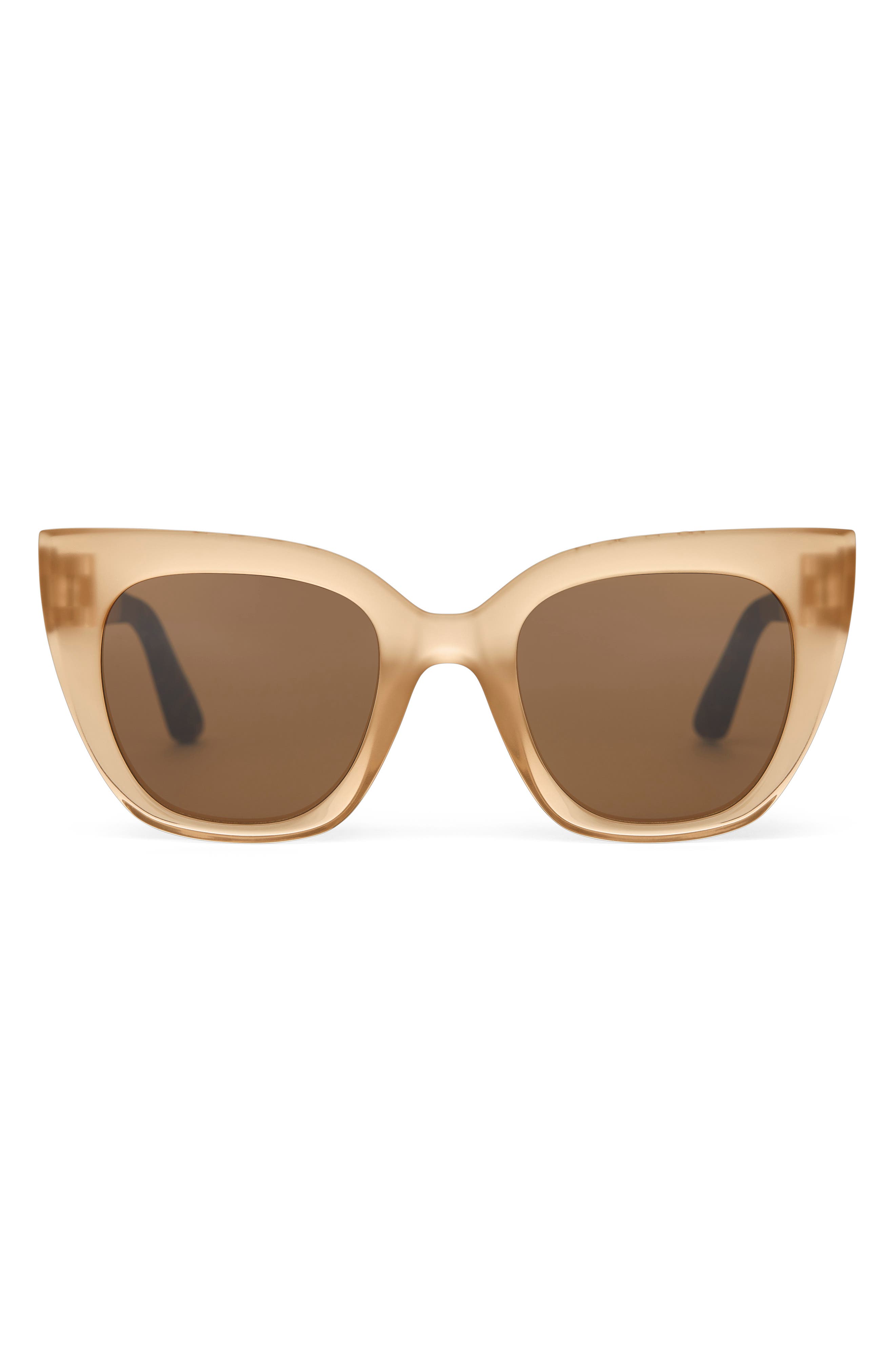 TOMS Sydney 50mm Gradient Small Cat Eye Sunglasses in Oatmilk Crystal Fade/Brown 