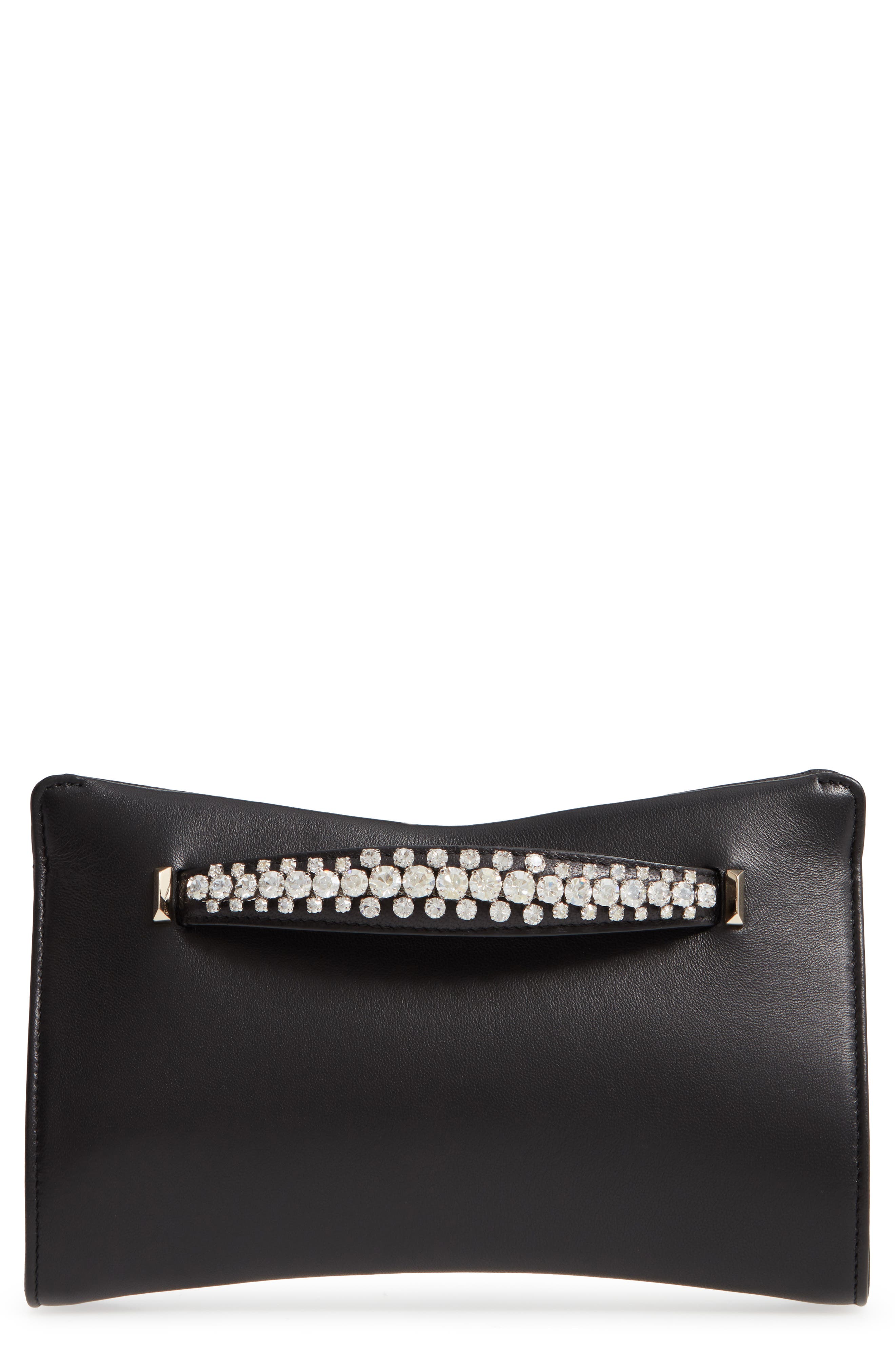 Jimmy Choo Nappa Leather Clutch with Crystal Bracelet, Main, color, 