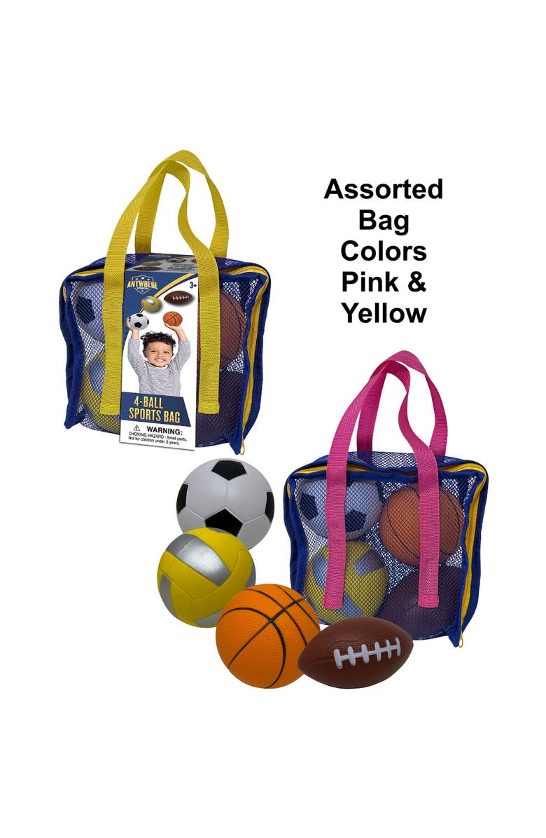 Anywhere Sports 4Ball Sports Bag, Mini Foam Balls Set For Kids 3+, Alternate, color, Multicolored