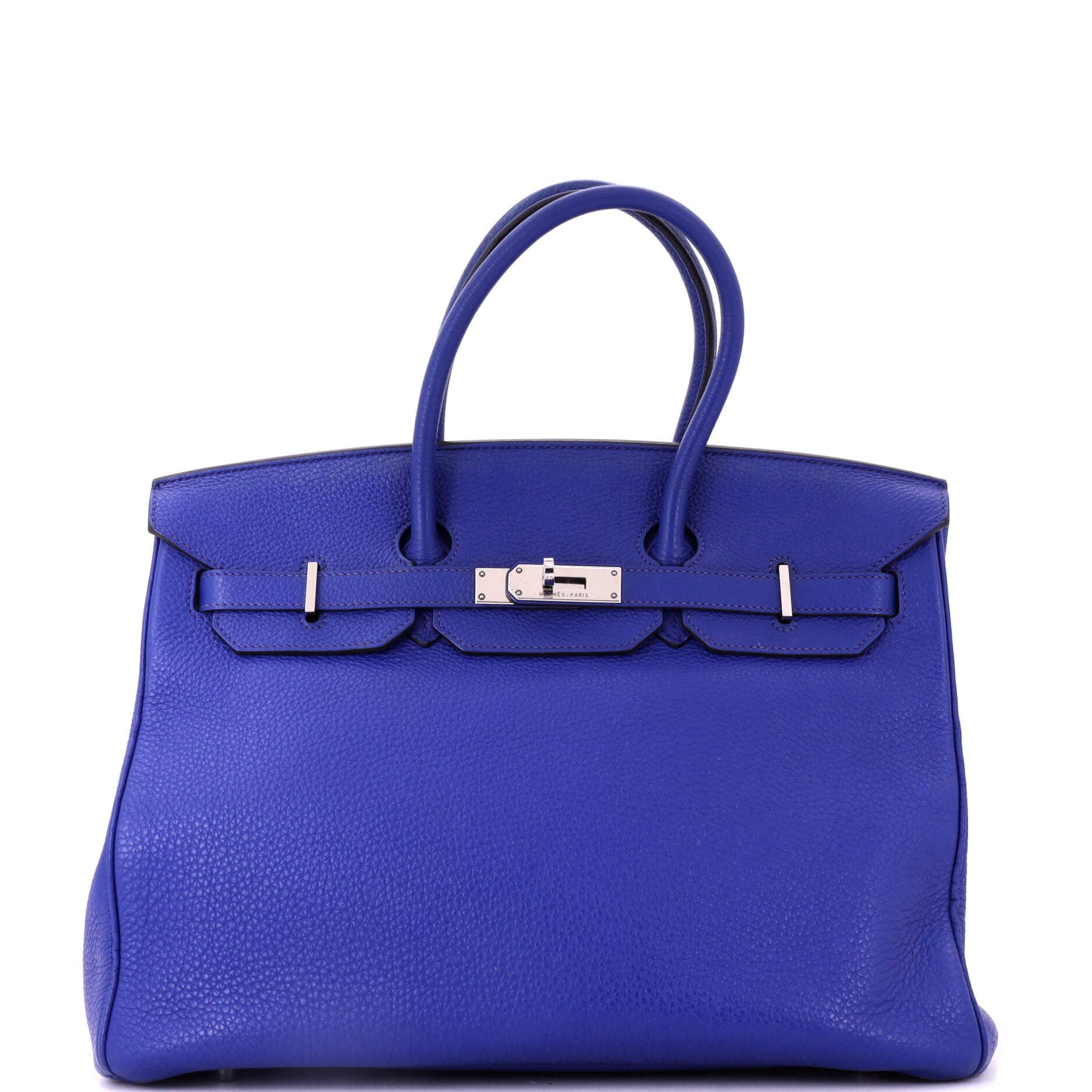 Pre-Owned Hermes Birkin Handbag Blue Togo with Palladium Hardware 35, Main, color, 