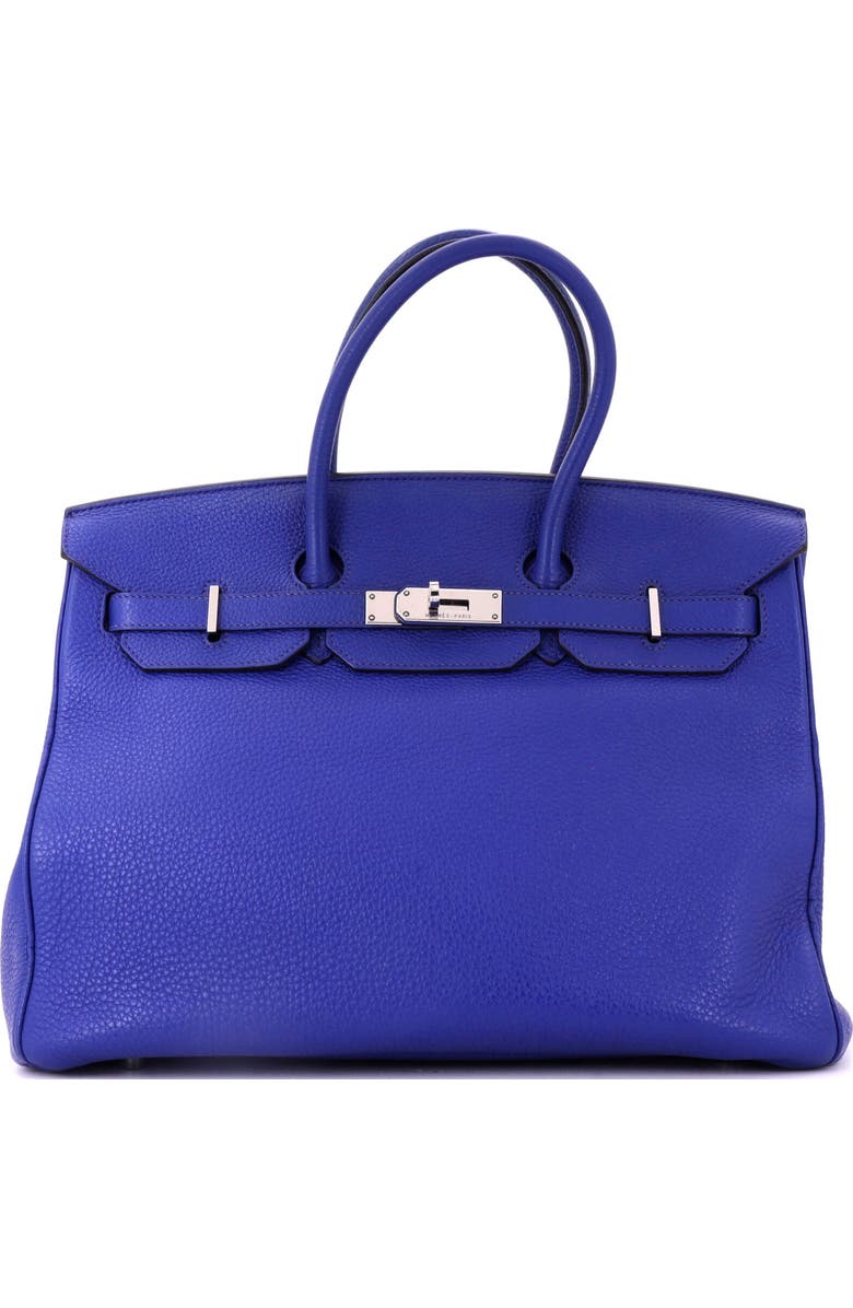 Pre-Owned Hermes Birkin Handbag Blue Togo with Palladium Hardware 35, Main, color, Bleu Electrique