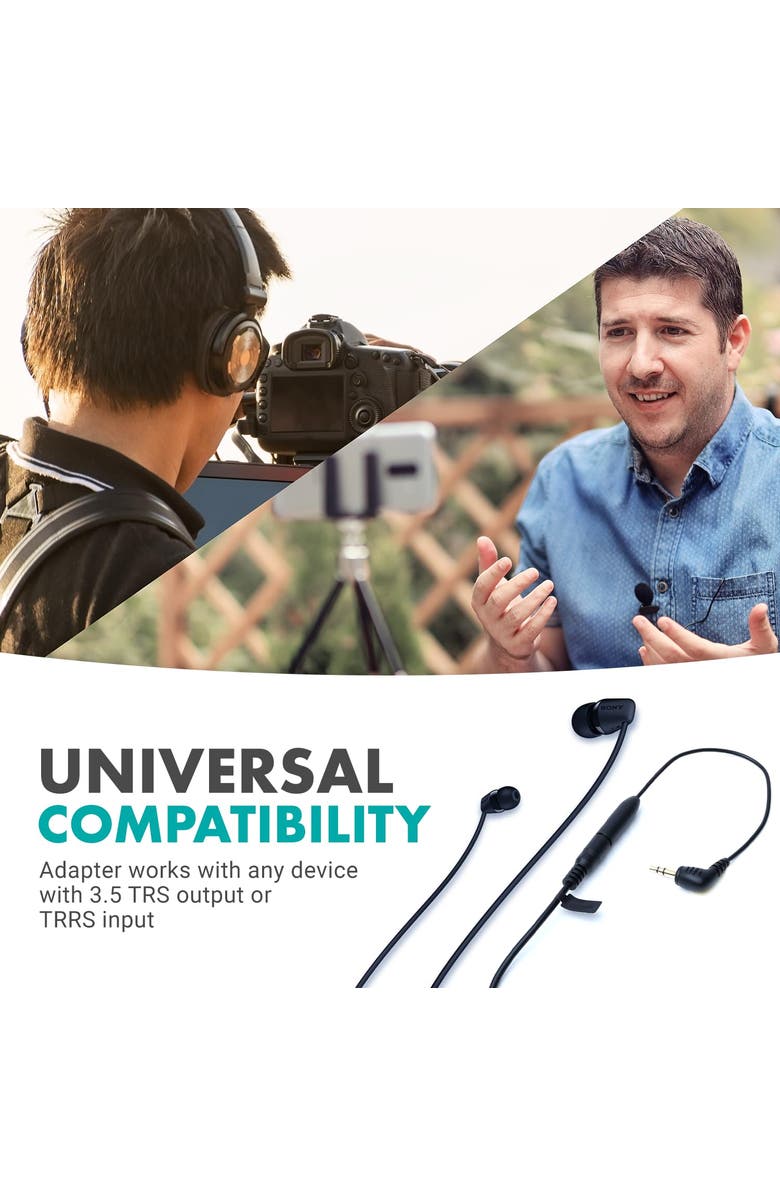 MOVO MC4 TRRS to TRS Adapter - 3.5mm Microphone Adapter Cable, Alternate, color, Black