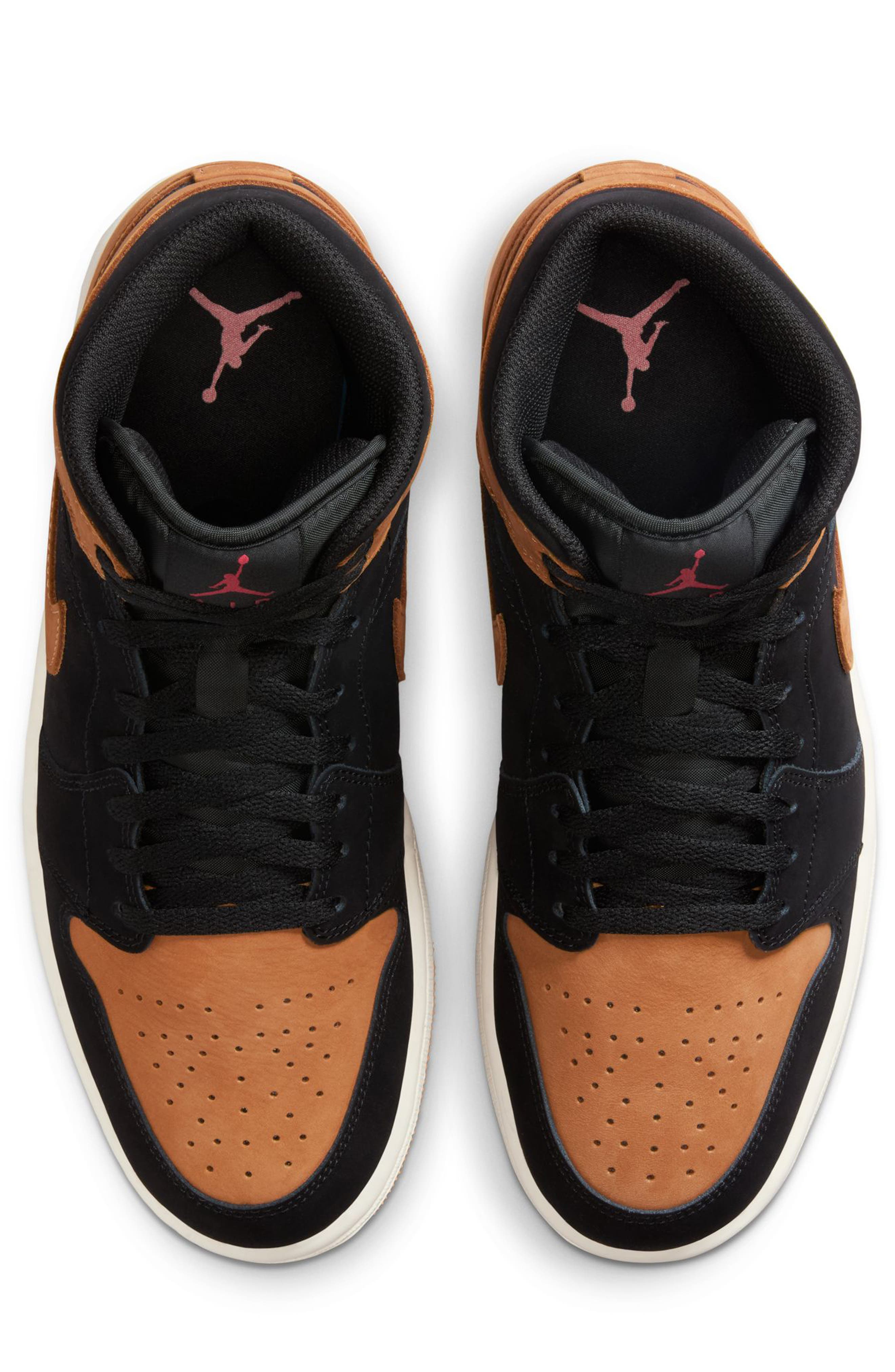 Jordan Air Jordan 1 Mid SE Sneaker, Alternate, color, Black/ Flax/ Varsity Red