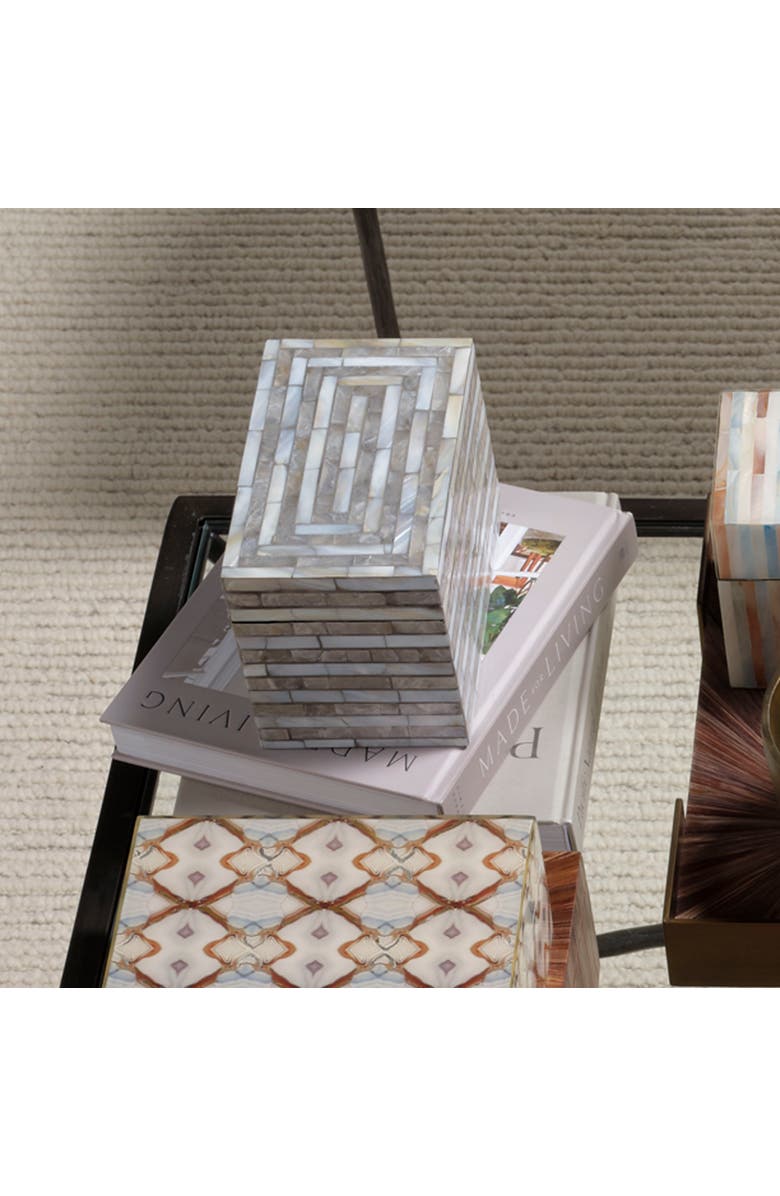 JAMIE YOUNG Roosevelt Grey Mother of Pearl Decorative Box, Small, Alternate, color, Grey