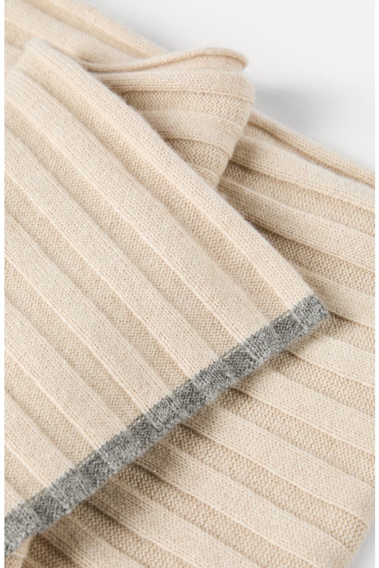 Cashmere rib knit scarf, Alternate, color, Sand