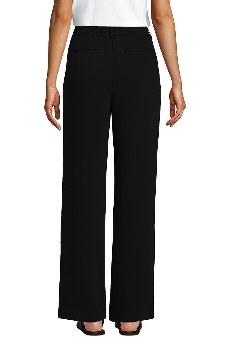 Lands' End Crepe High Rise Pleated Wide Leg Pants, Alternate, color, Black