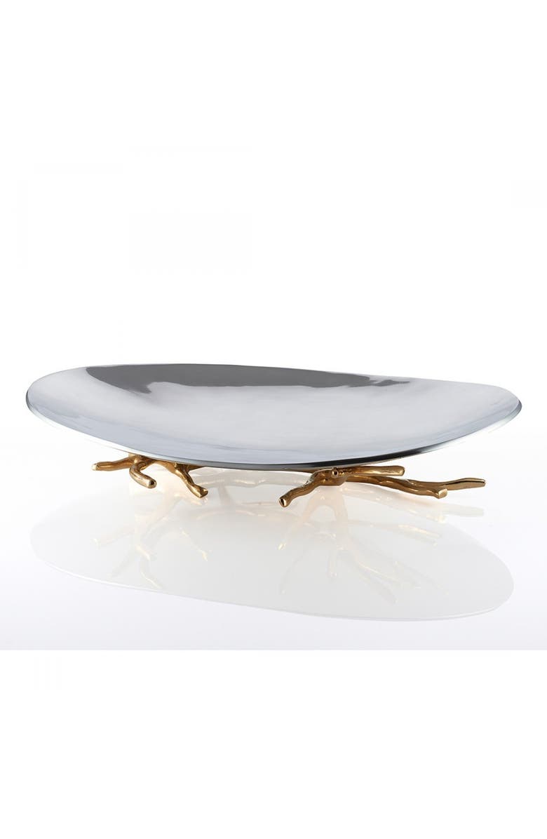 Lunares Manzanita Pedestal Platter, Main, color, Gold