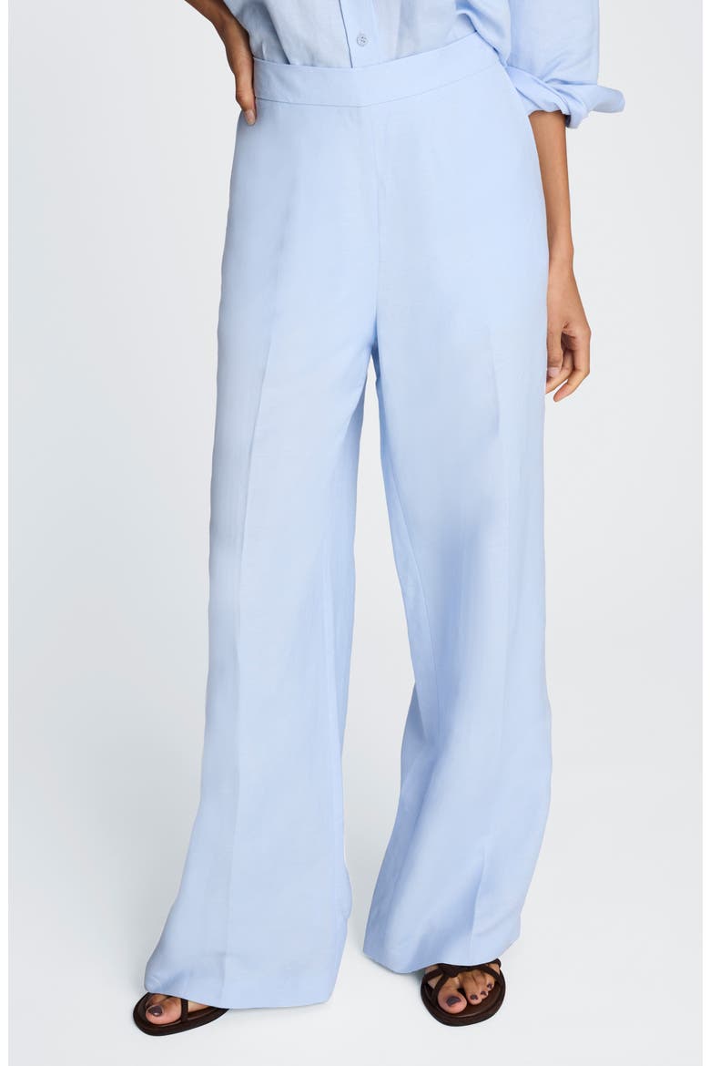 Pull-On Linen Blend Straight Leg Pants, Alternate, color, BLUE DAWN