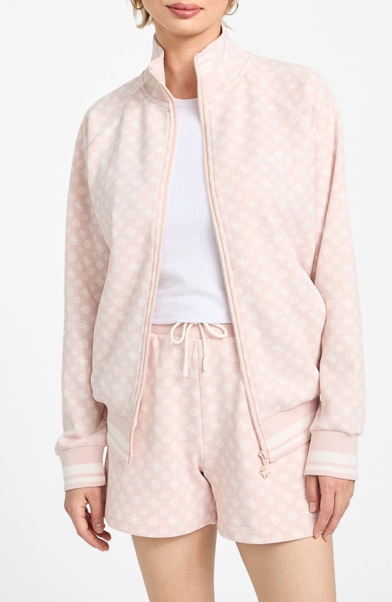 GUESS Aggie Full Zip Sweatshirt, Main, color, Pink