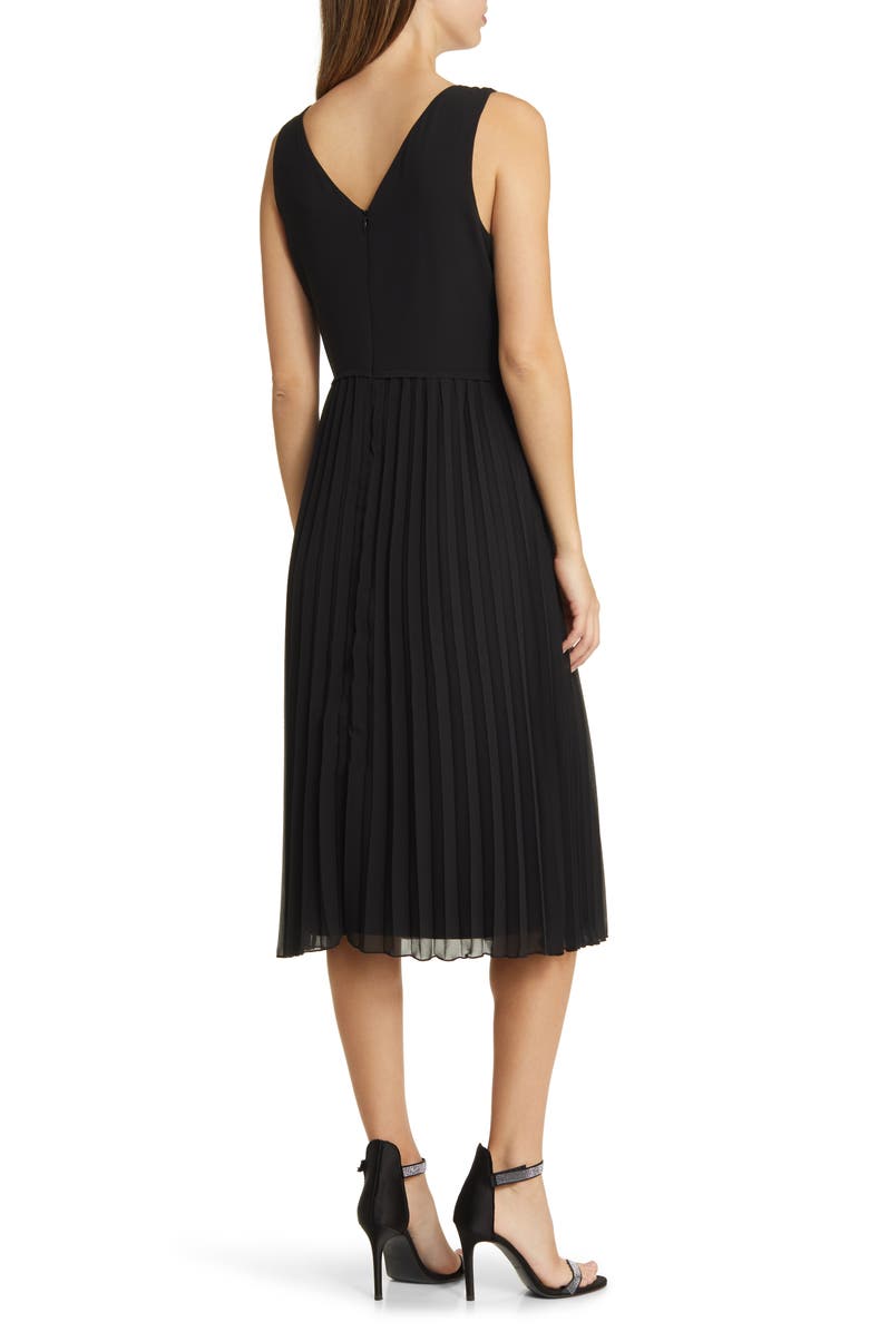 Sam Edelman V-Neck Accordion Pleat Dress, Alternate, color, Black
