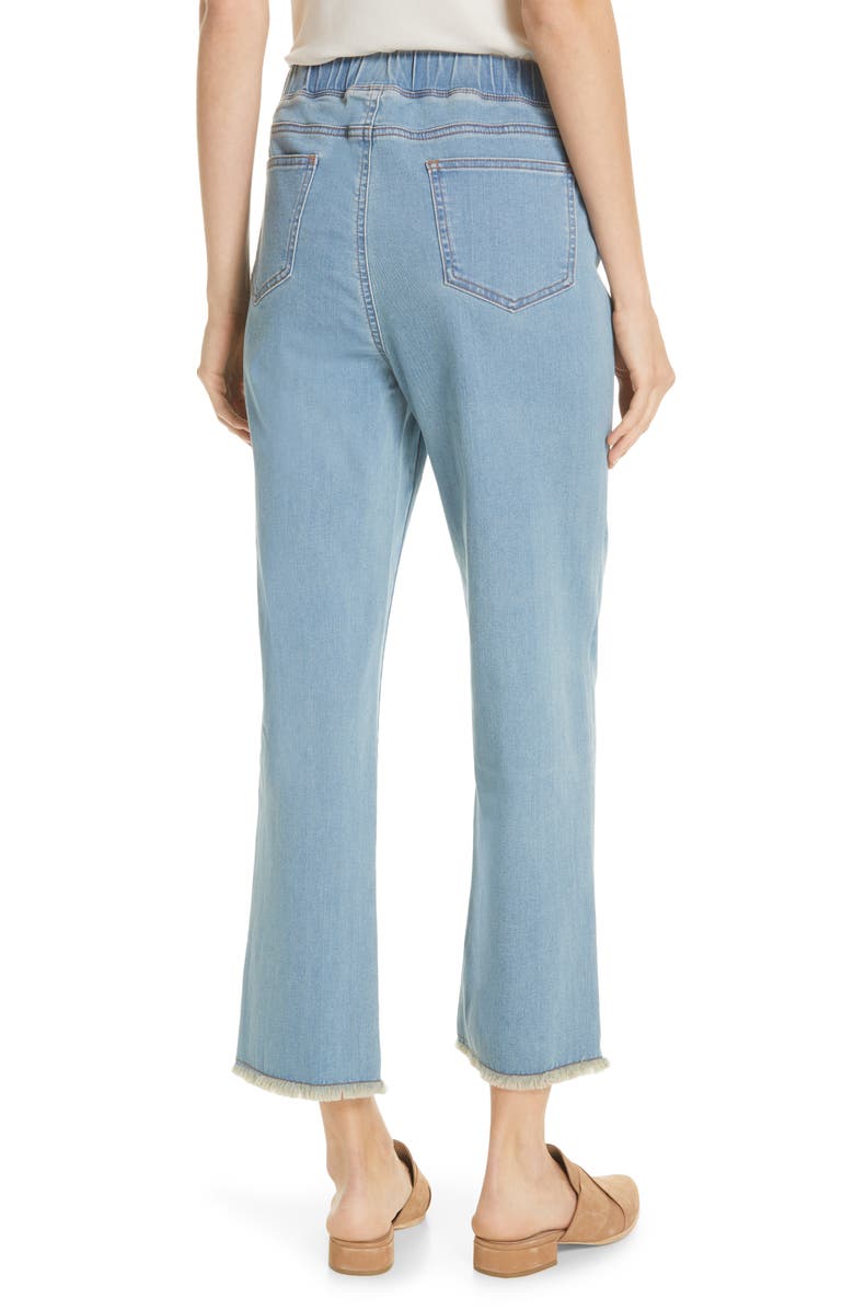 Eileen Fisher Frayed Hem Pull-On Ankle Jeans, Alternate, color,