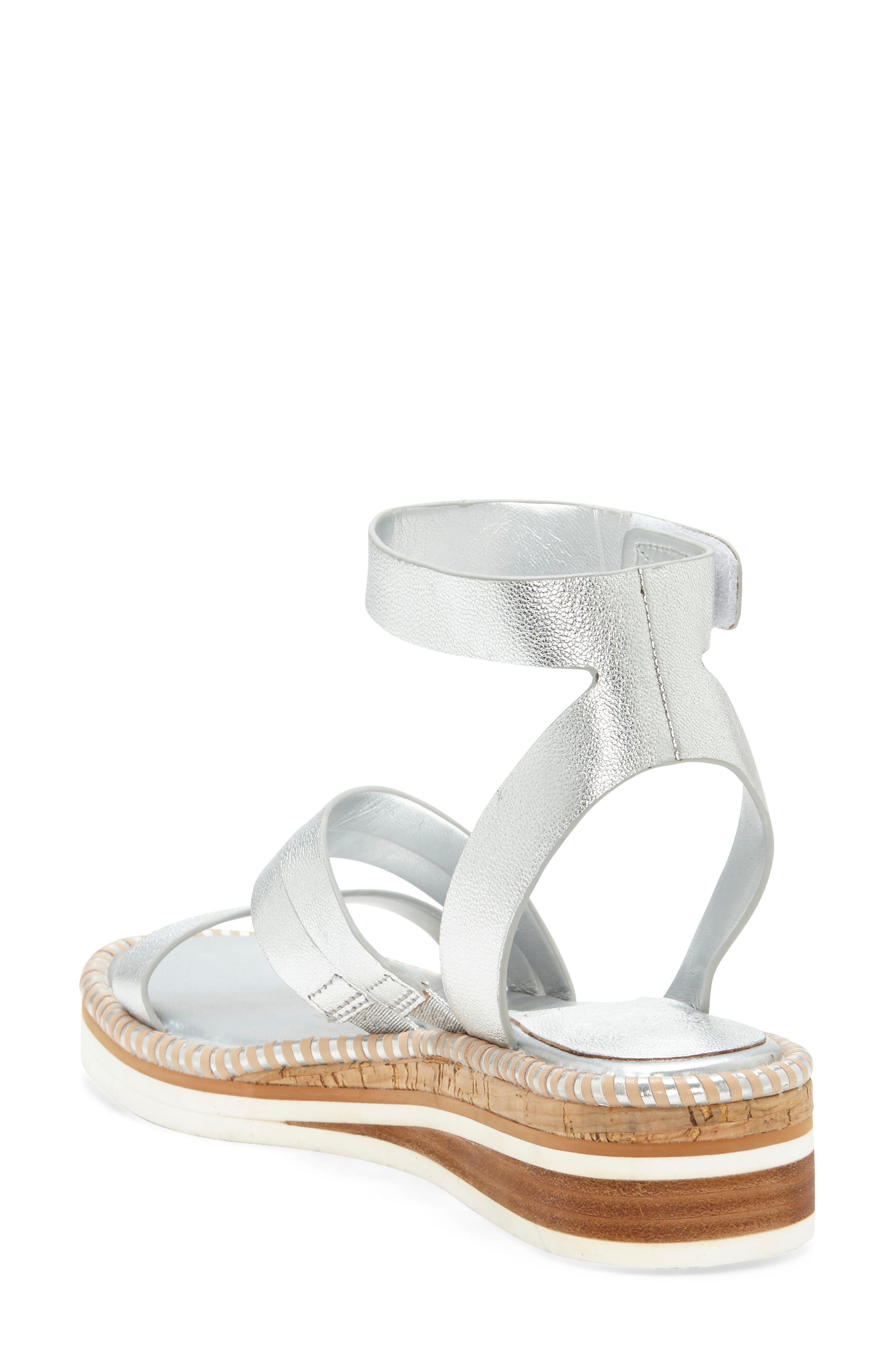 Margreta Ankle Strap Sandal, Alternate, color, SILVER LEATHER