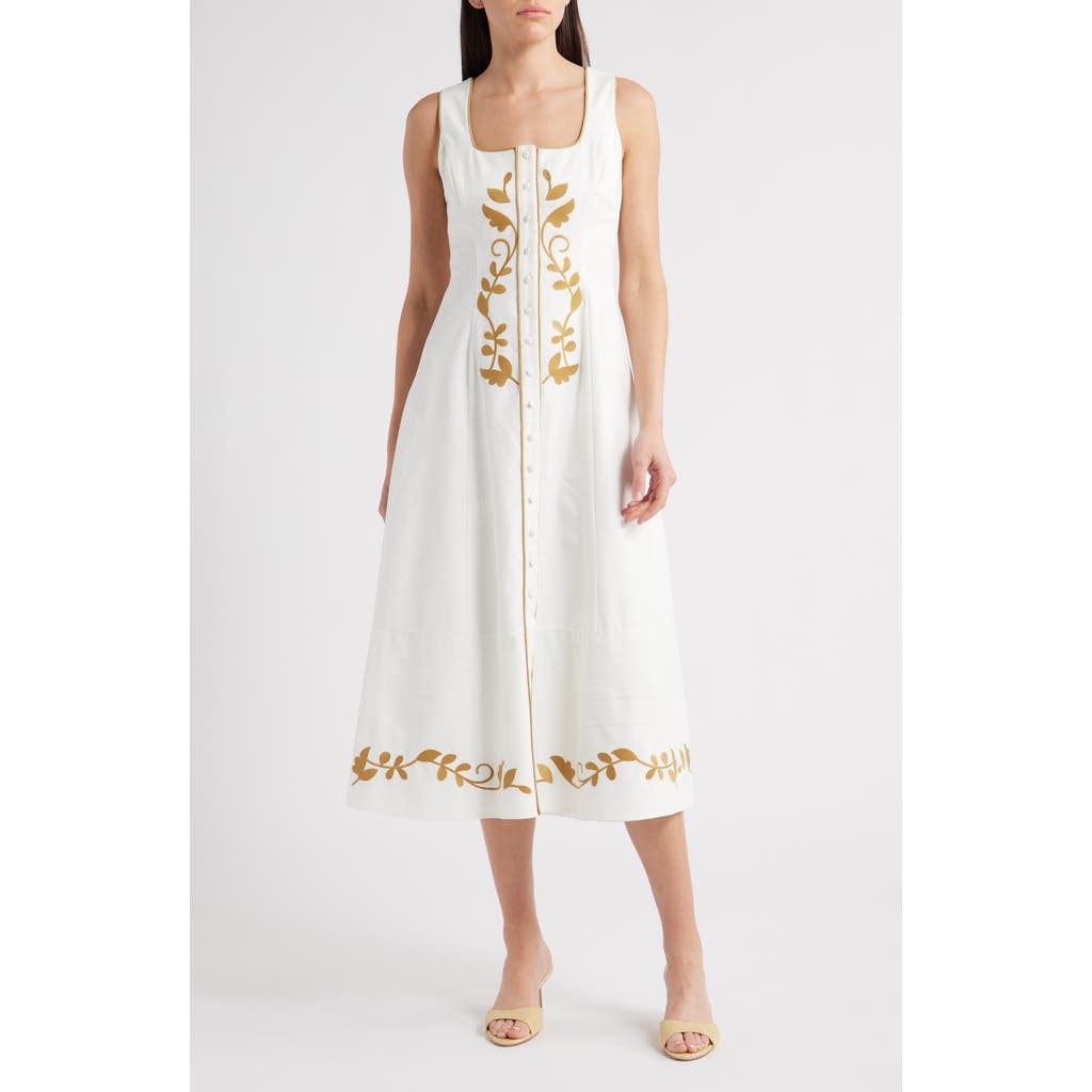 Zoe And Claire Embroidered Sleeveless Midi Dress