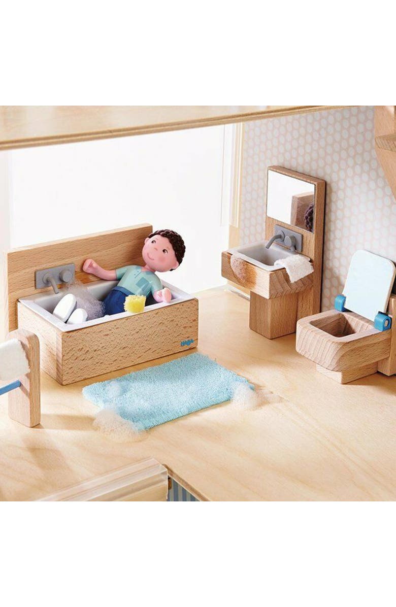 HABA Little Friends Bathroom Set - Wooden Dollhouse Furniture for 4" Bendy Dolls, Alternate, color, 