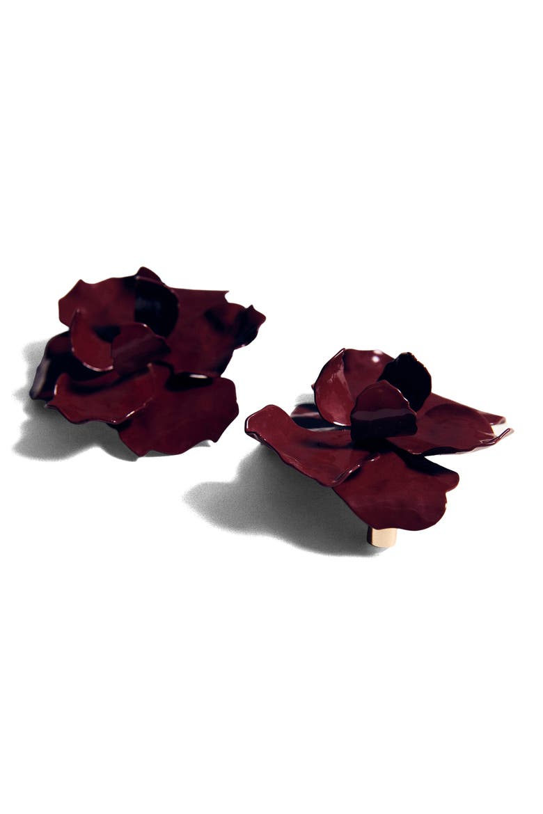 Flower Statement Stud Earrings, Alternate, color, MAROON