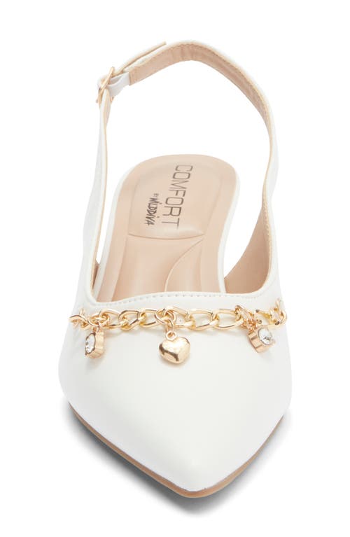 Wild Diva Lounge Aleena Chain Slingback Pump In White
