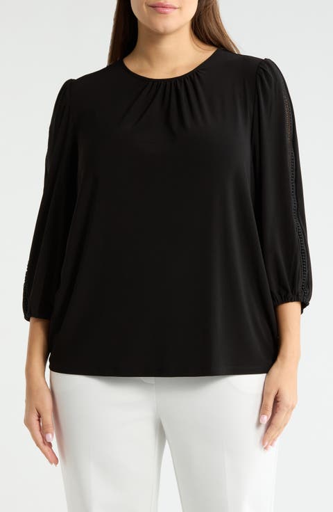 Lace Inset Sleeve Top (Plus)