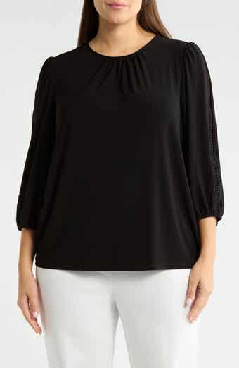KASPER Lace Inset Sleeve Top