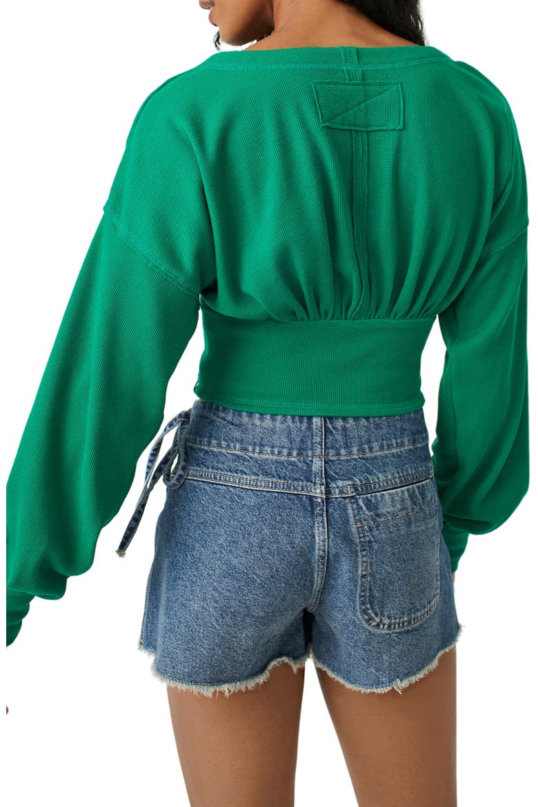 We the Free All Nighter Long Sleeve Surplice Crop Top, Alternate, color, GOLF GREEN