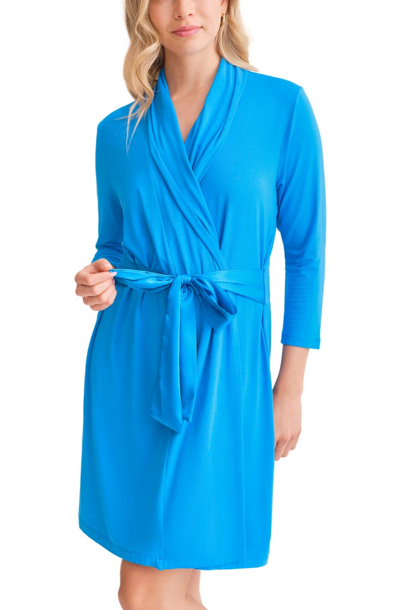 Fleur't Iconic Short Robe, Alternate, color, True Blue