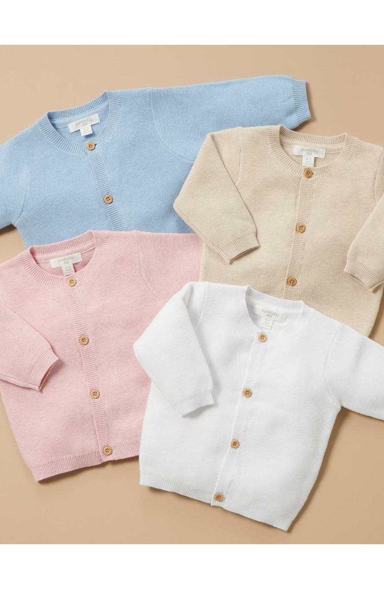 Purebaby Textured Knit Cardigan, Alternate, color, Wheat Melange