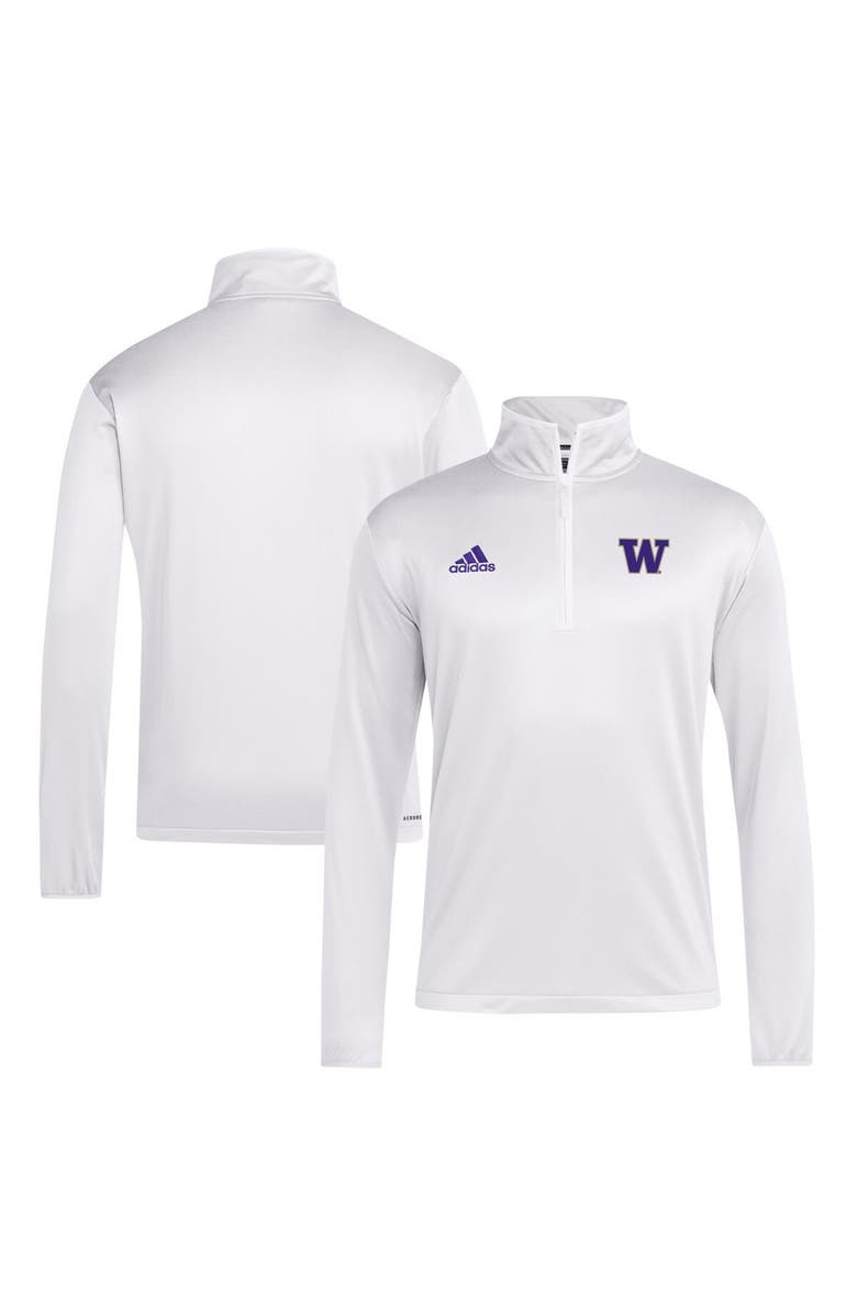 adidas Men's adidas White Washington Huskies 2024 Coaches Sideline Quarter-Zip Top, Main, color, White