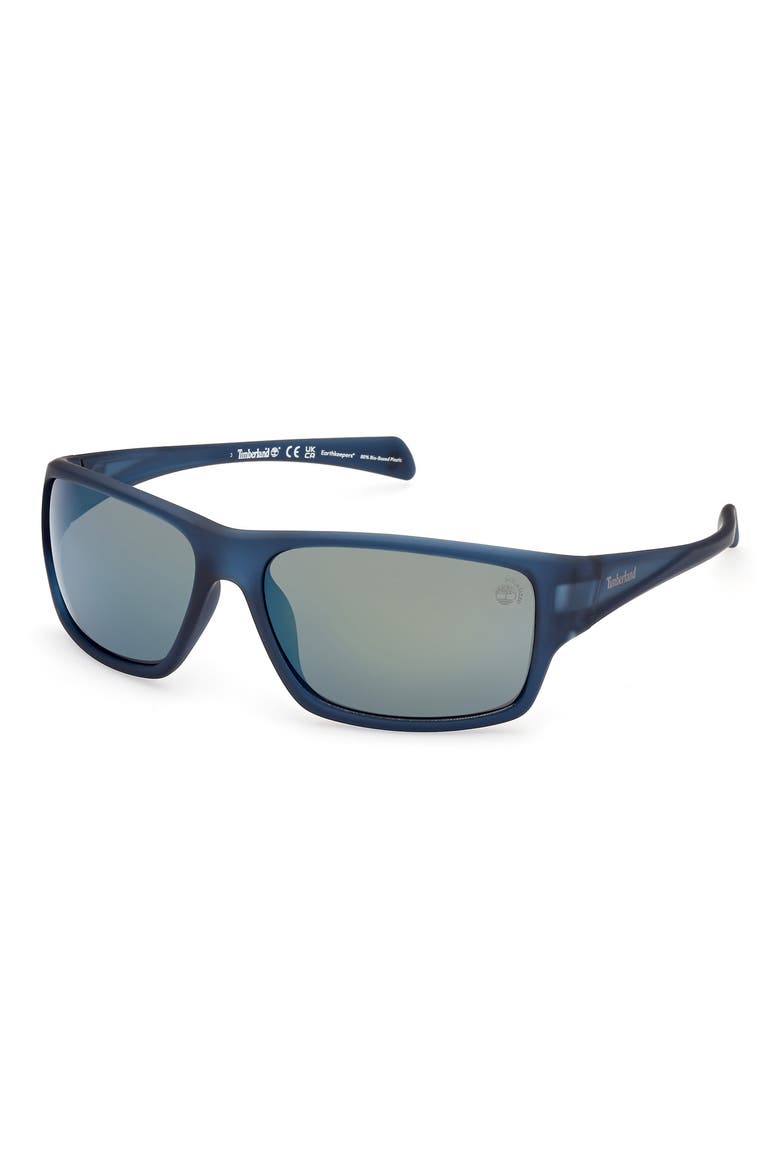 61mm Sunglasses, Alternate, color, MATTE BLUE / SMOKE POLARIZED