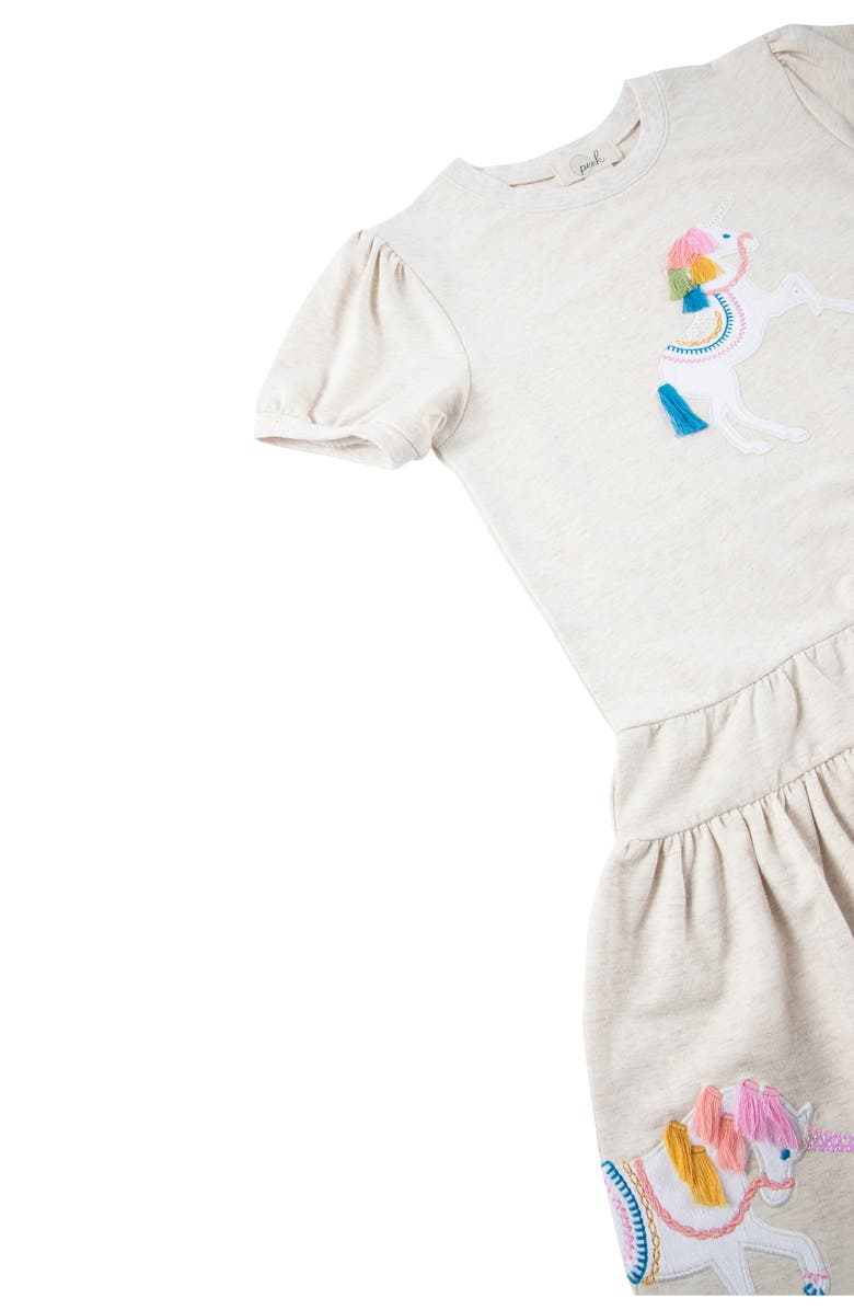 Peek Aren't You Curious Kids' Embroidered Unicorn Cotton & Modal Blend Dress, Alternate, color, 