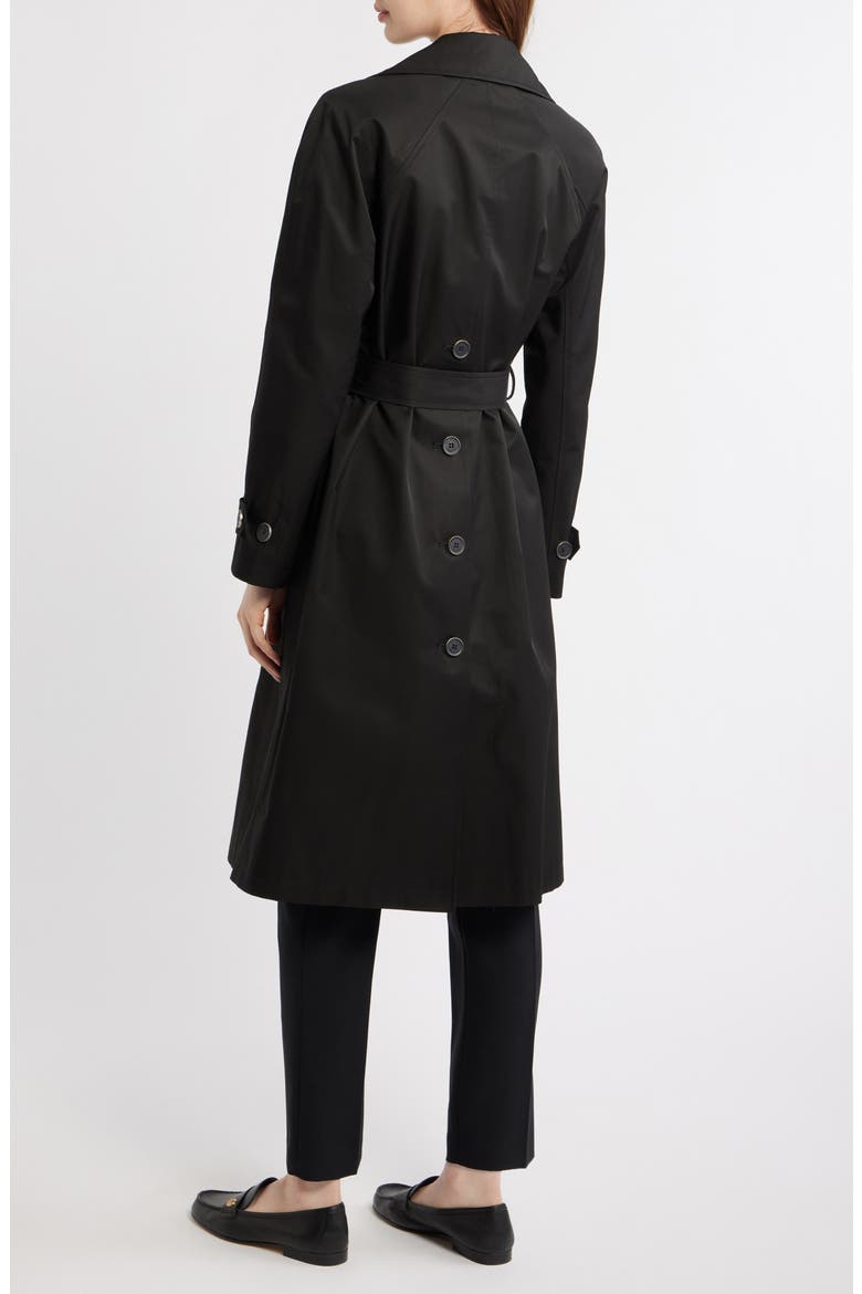 Back Button Cotton Blend Trench Coat, Alternate, color, BLACK
