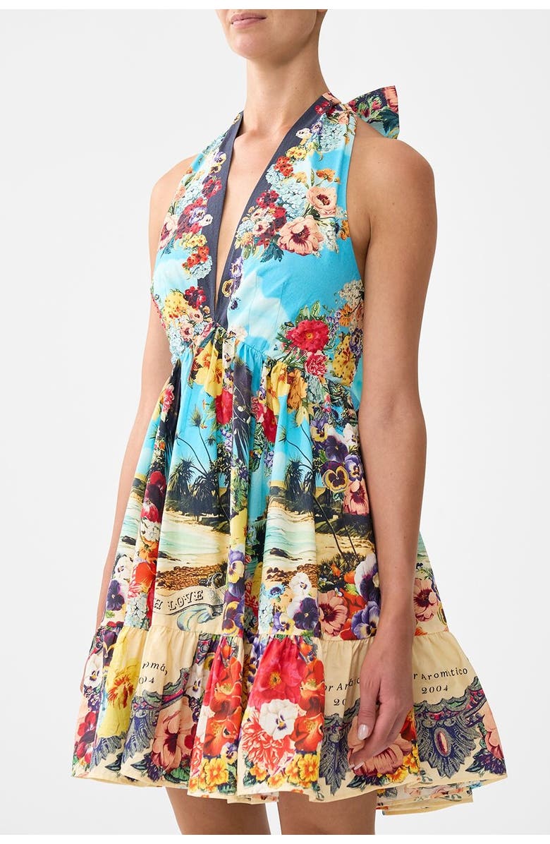 Camilla Ruffle Hem Halter Short Dress Bathing Bombshell, Alternate, color, Bathing Bombshell