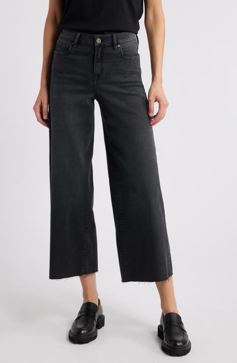 Raw Hem High Waist Wide Leg Jeans