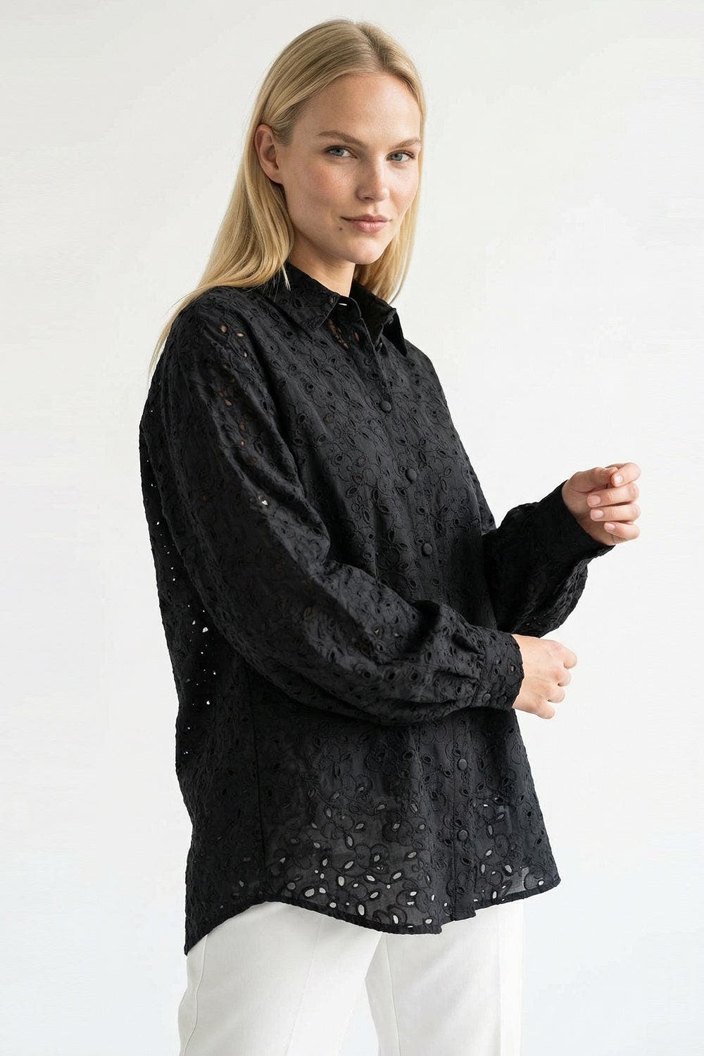 Long Sleeve Broderie Anglaise Shirt - image 2