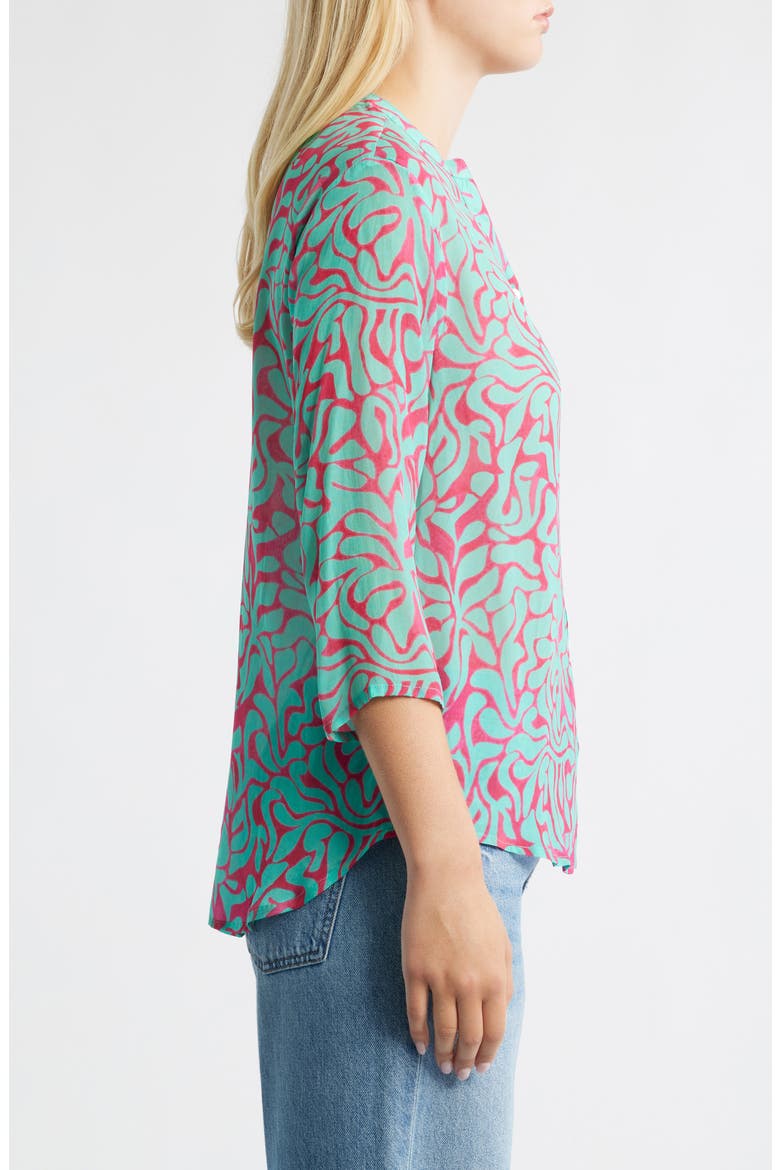 Semisheer Button-Up Shirt, Alternate, color, PINK/ LIGHT GREEN MULTI