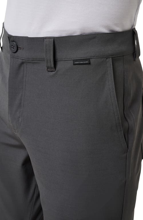 Travismathew Travel Year Flat Front Shorts In Grey Pinstripe