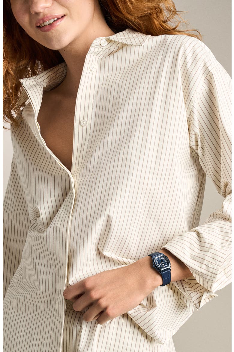 Harlow Navy Leather Strap Watch, 32mm, Alternate, color, NAVY