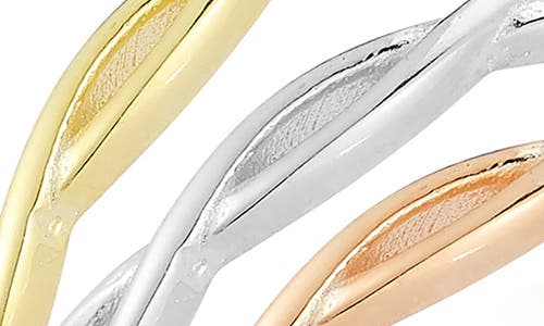 Glaze Jewelry Set Of 3 Tri-tone Stackable Rings In Gold