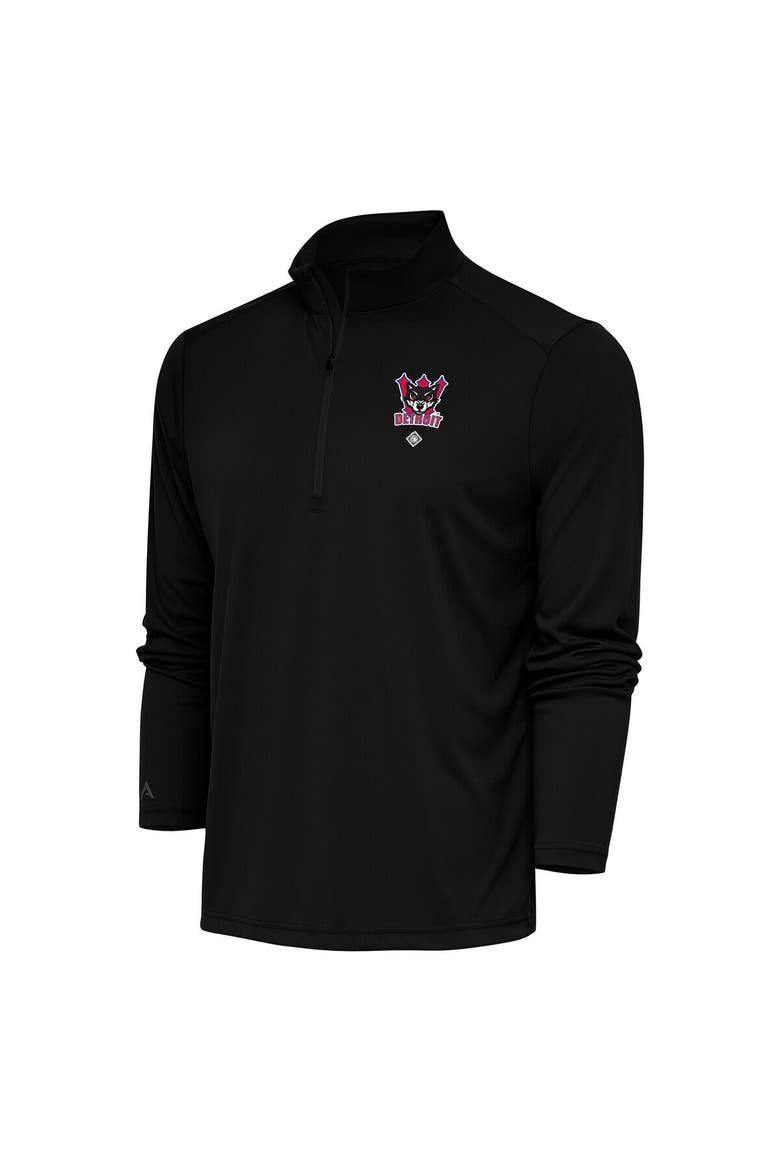Men's Antigua Black Detroit Wolves Tribute Quarter-Zip Pullover Top, Main, color, Black