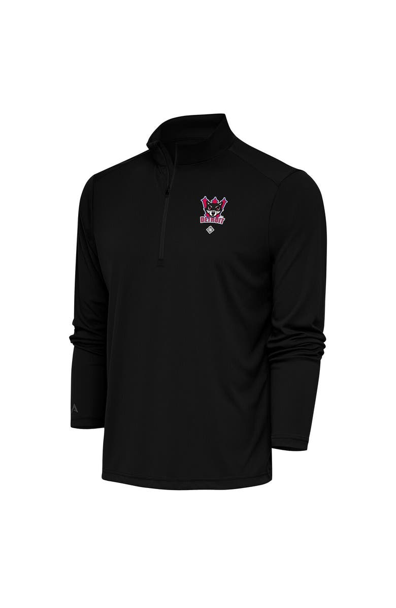 ANTIGUA Men's Antigua Black Detroit Wolves Tribute Quarter-Zip Pullover Top, Main, color, 