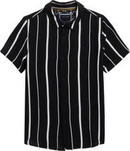 DENIM AND FLOWER Vertical Stripe Camp Shirt
