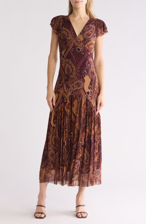 Paisley Mesh Maxi Dress