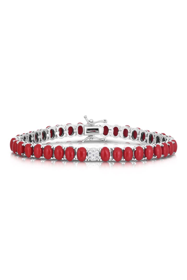 5.5mm Synthetic Coral Tennis Bracelet, Main, color, SILVER