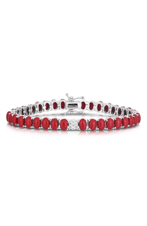 5.5mm Synthetic Coral Tennis Bracelet