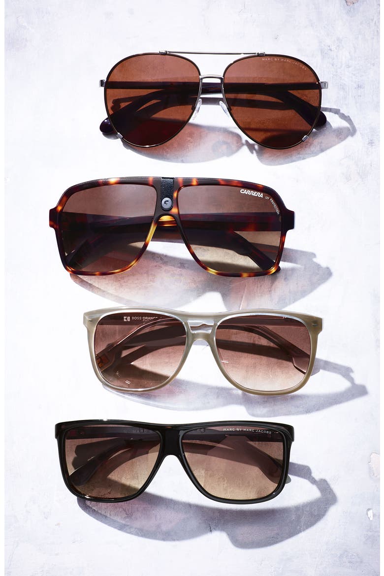 58mm Metal Aviator Sunglasses, Alternate, color, BLACK